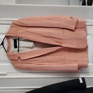 Zara Peachy Pink Linen Blazer Jacket